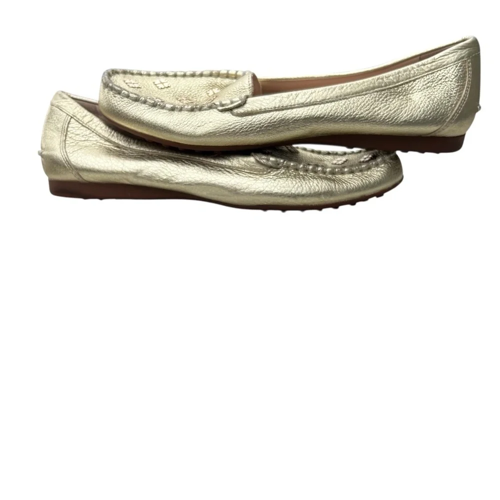 Kate Spade Metallic Gold Leather Deck Driver Slip-on Loafers Size 7.5